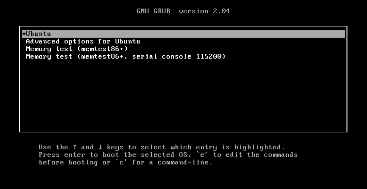GRUB Boot Menu